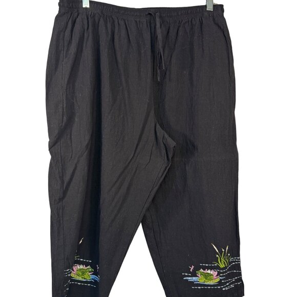 Pretty Bleu Womens Size 2X Black Embroidered Frog  Two Piece Set - Picture 8 of 11